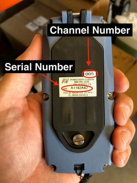 Serial Number and Channel on INMOTION Classic Transmitter