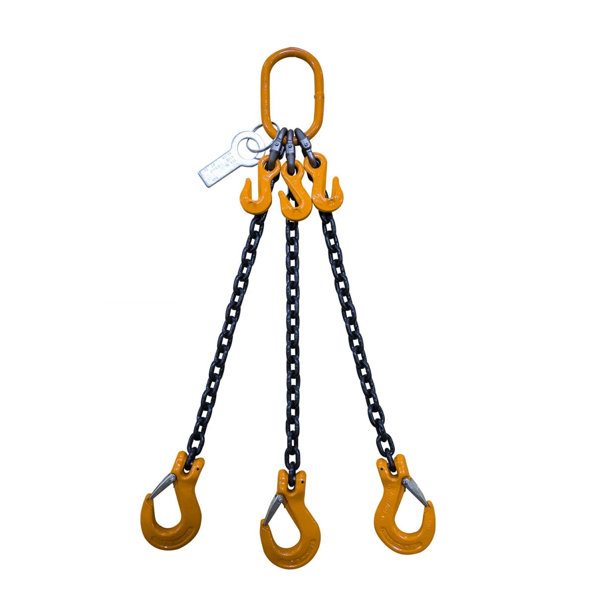 Grade 100 Chain Sling 9/32" x 5' Triple Leg with Grab Hooks 